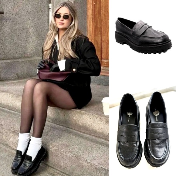 Sincerely Jules Black Rocker Loafers - Picture 1 of 7